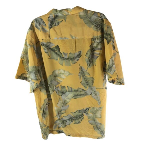 DC Classic Mens Hawaiian Aloha Shirt Las Vegas Palm Leaf Print Yellow Green L - Picture 3 of 4
